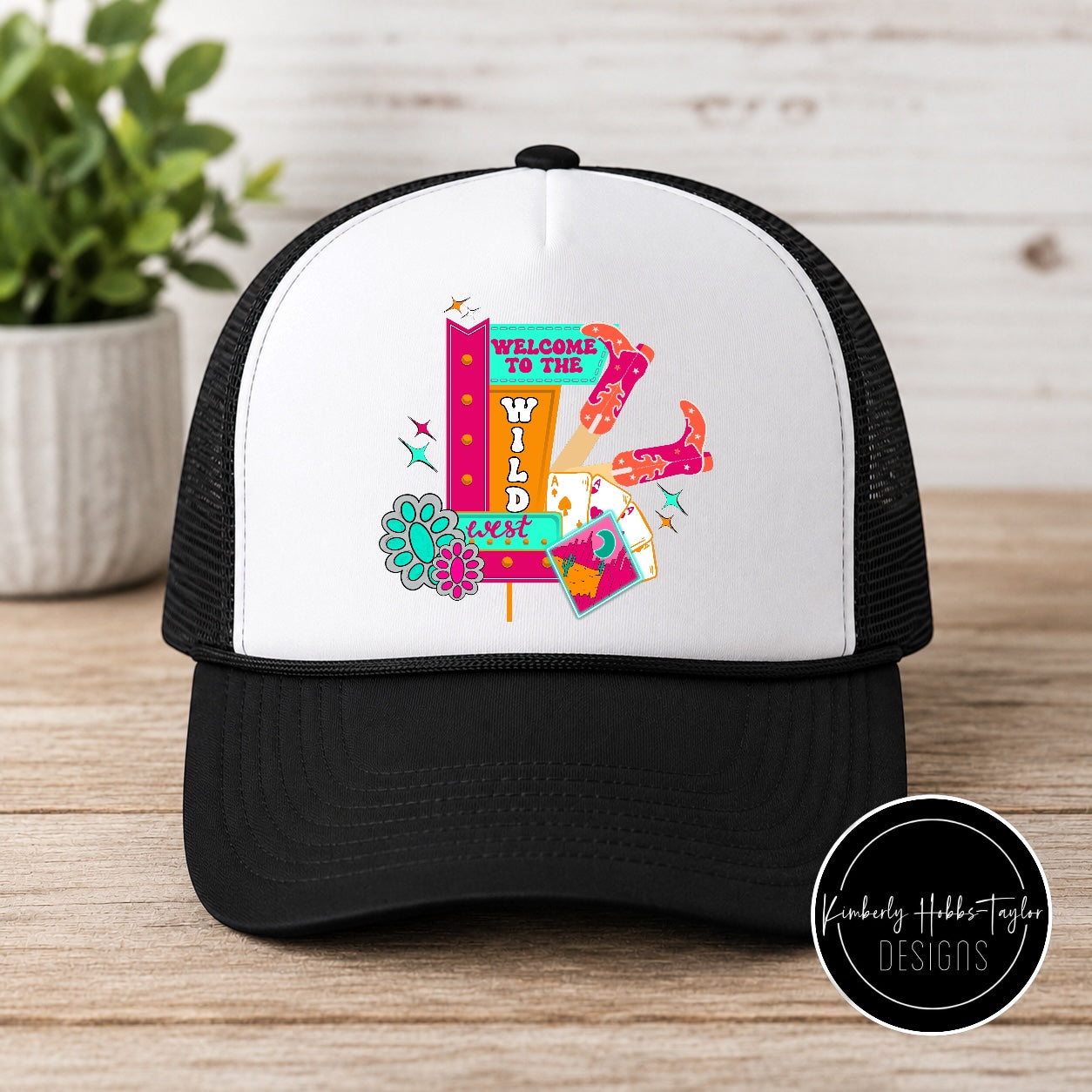 DTF Hat Transfer - Neon Wild West Cowgirl