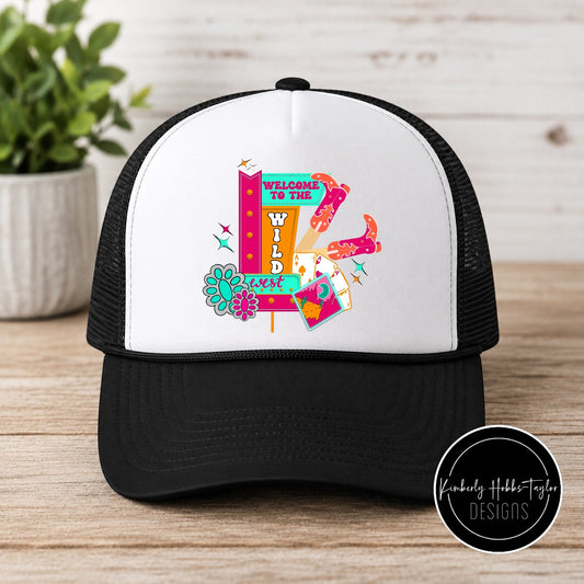 DTF Hat Transfer - Neon Wild West Cowgirl