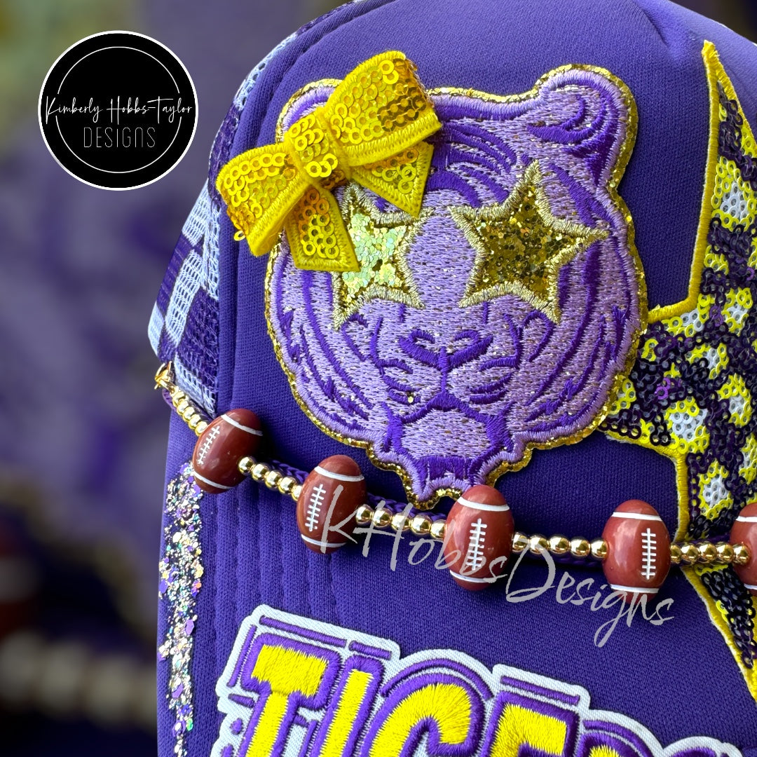 Purple Gold Tigers Trucker Hat - OOAK