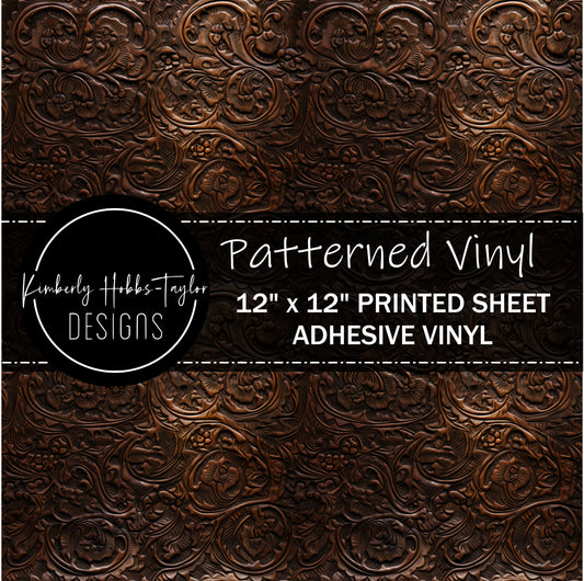 Tooled Leather - Dark Tan vinyl