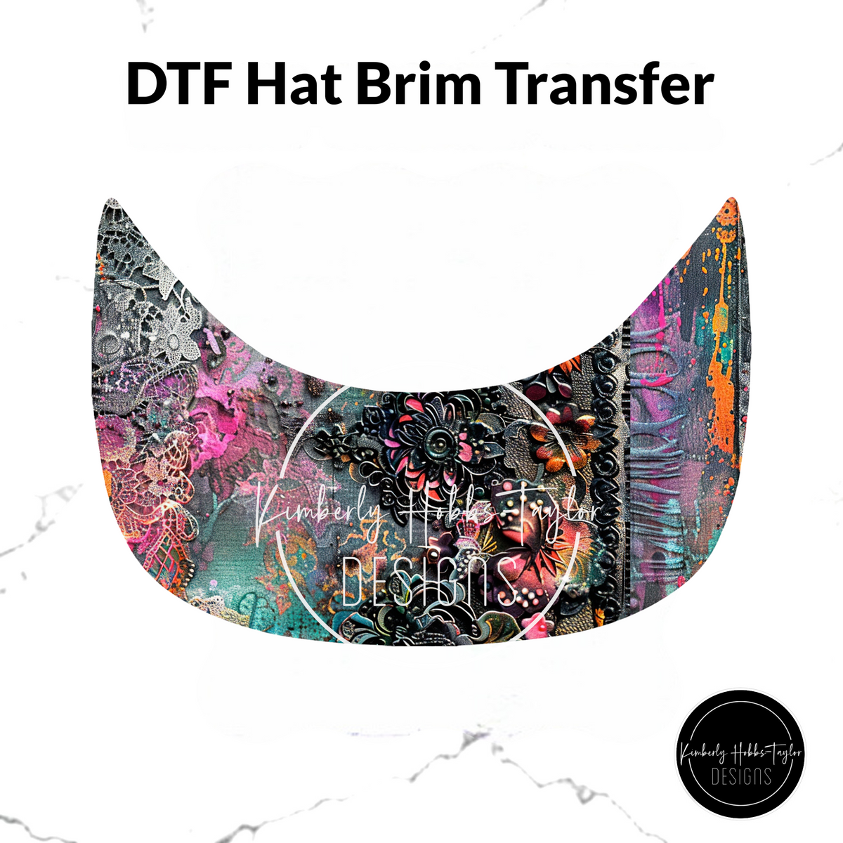 DTF Hat Brim Transfer - Gothic Lace B
