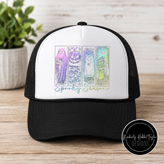 DTF Hat Transfer - Pastel Halloween Blocks