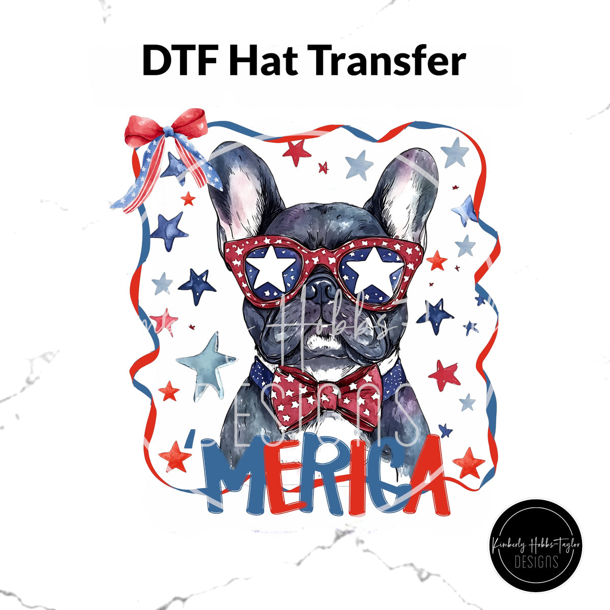 DTF Hat Transfer - Frenchie Merica