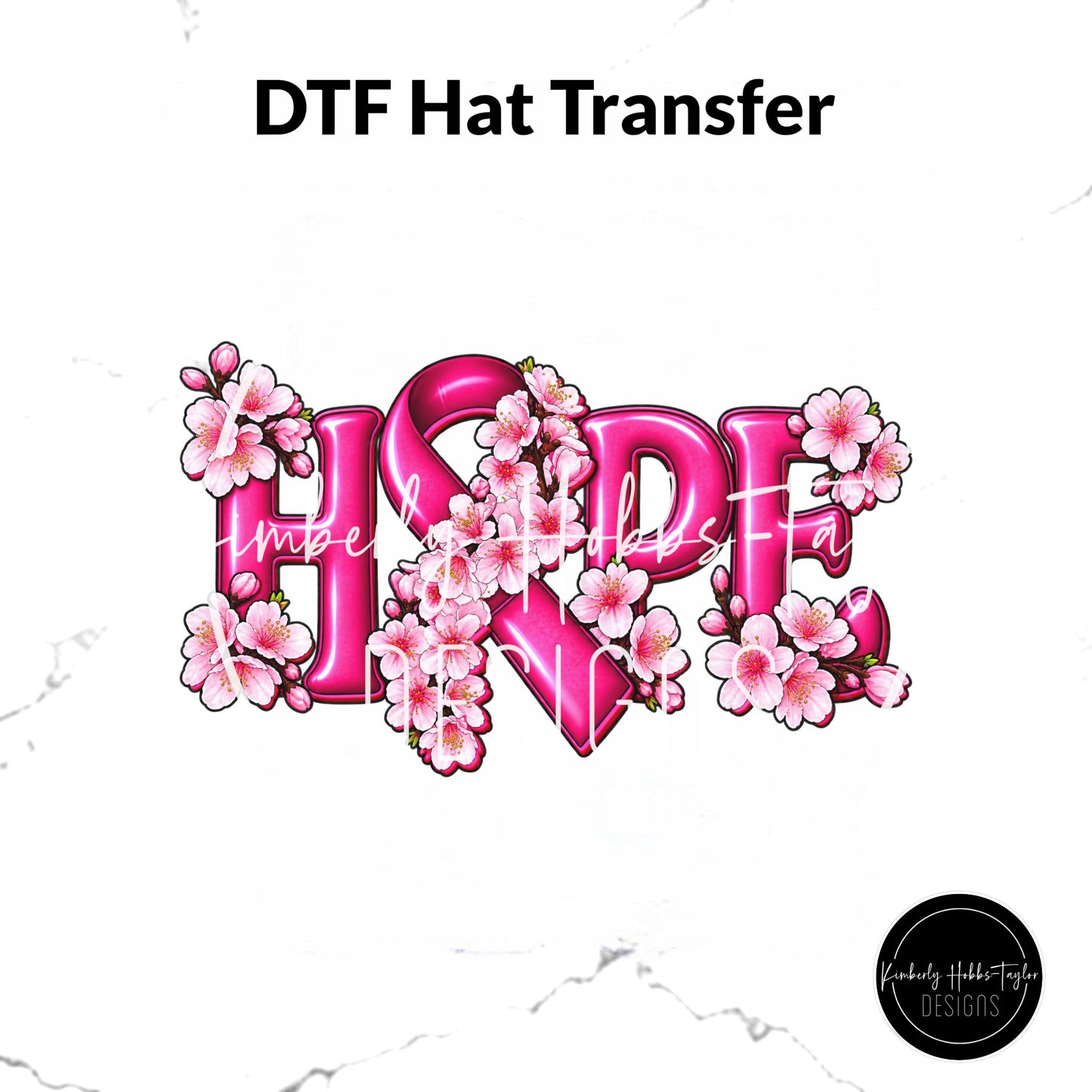 DTF Hat Transfer - Pink Hope Cancer Awareness