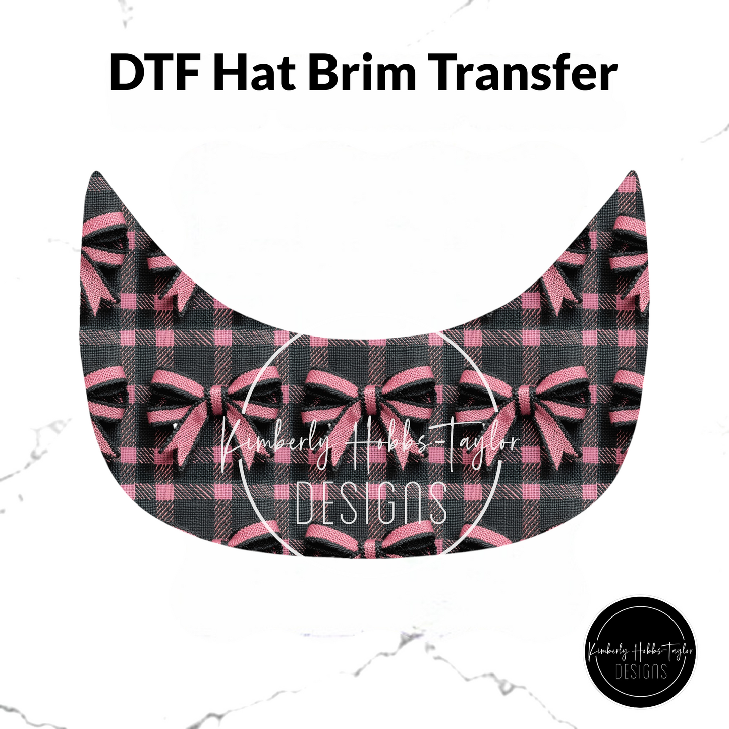 DTF Hat Brim Transfer - Plaid Bow Squares