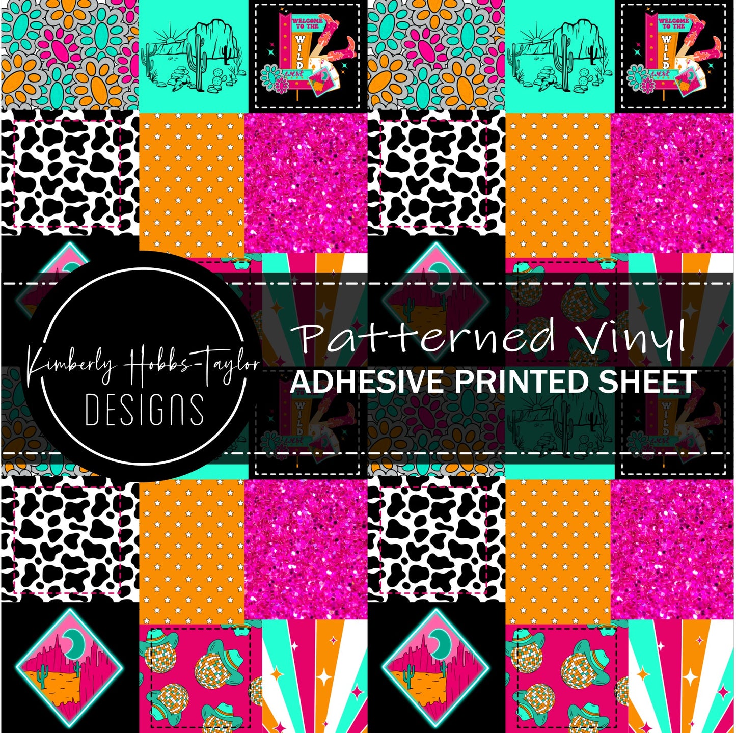 Neon Wild West Cowgirl Patchwork vinyl