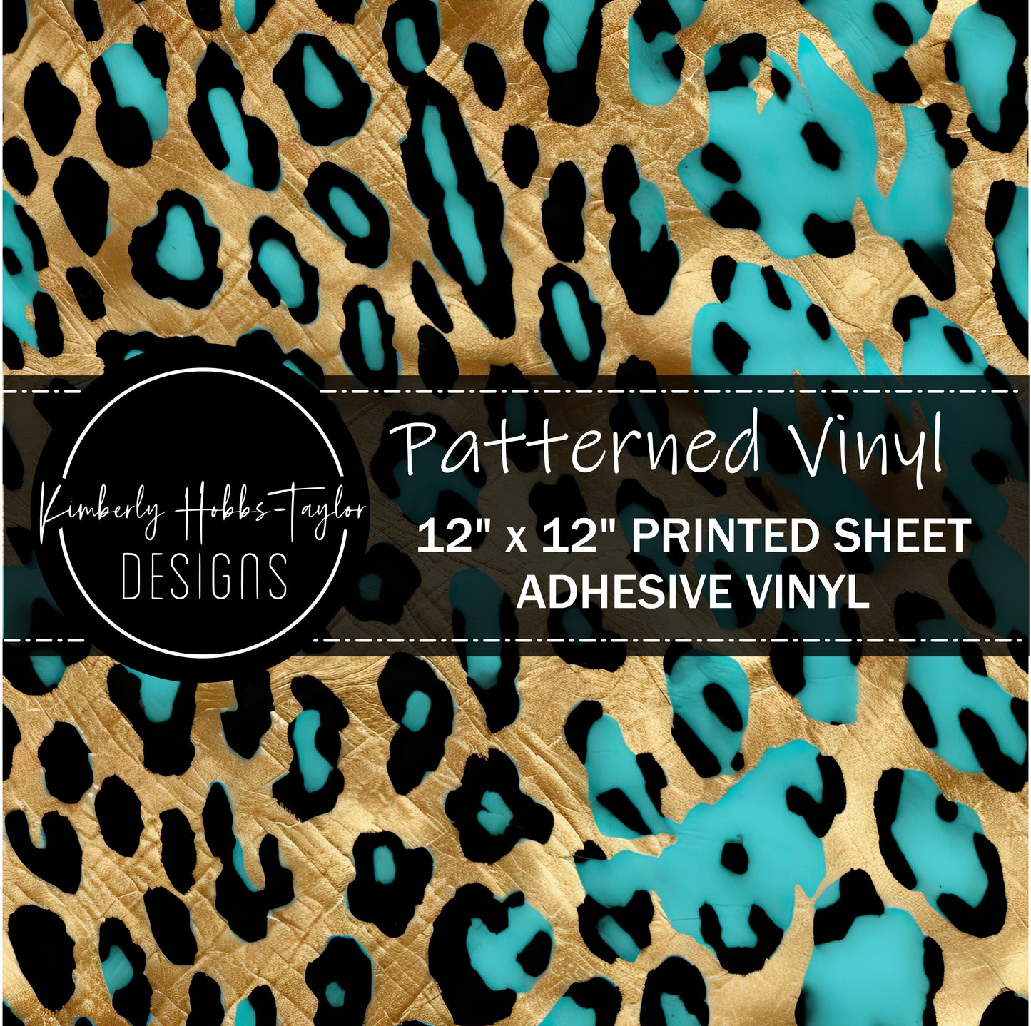 Teal and Gold Leopard A vinyl