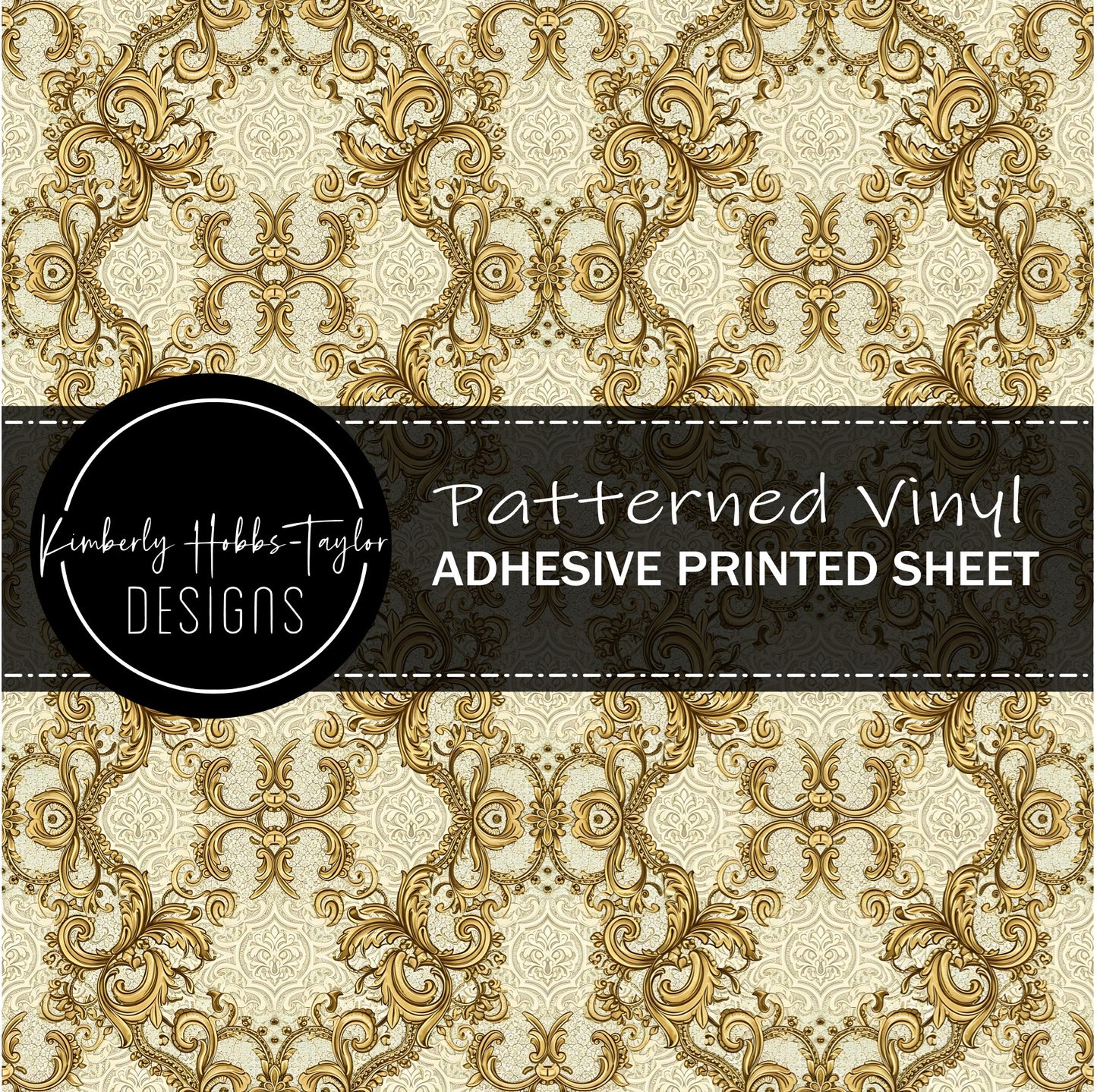 Gold Tan Scrollwork vinyl