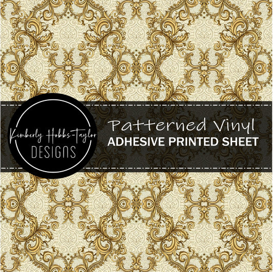 Gold Tan Scrollwork vinyl