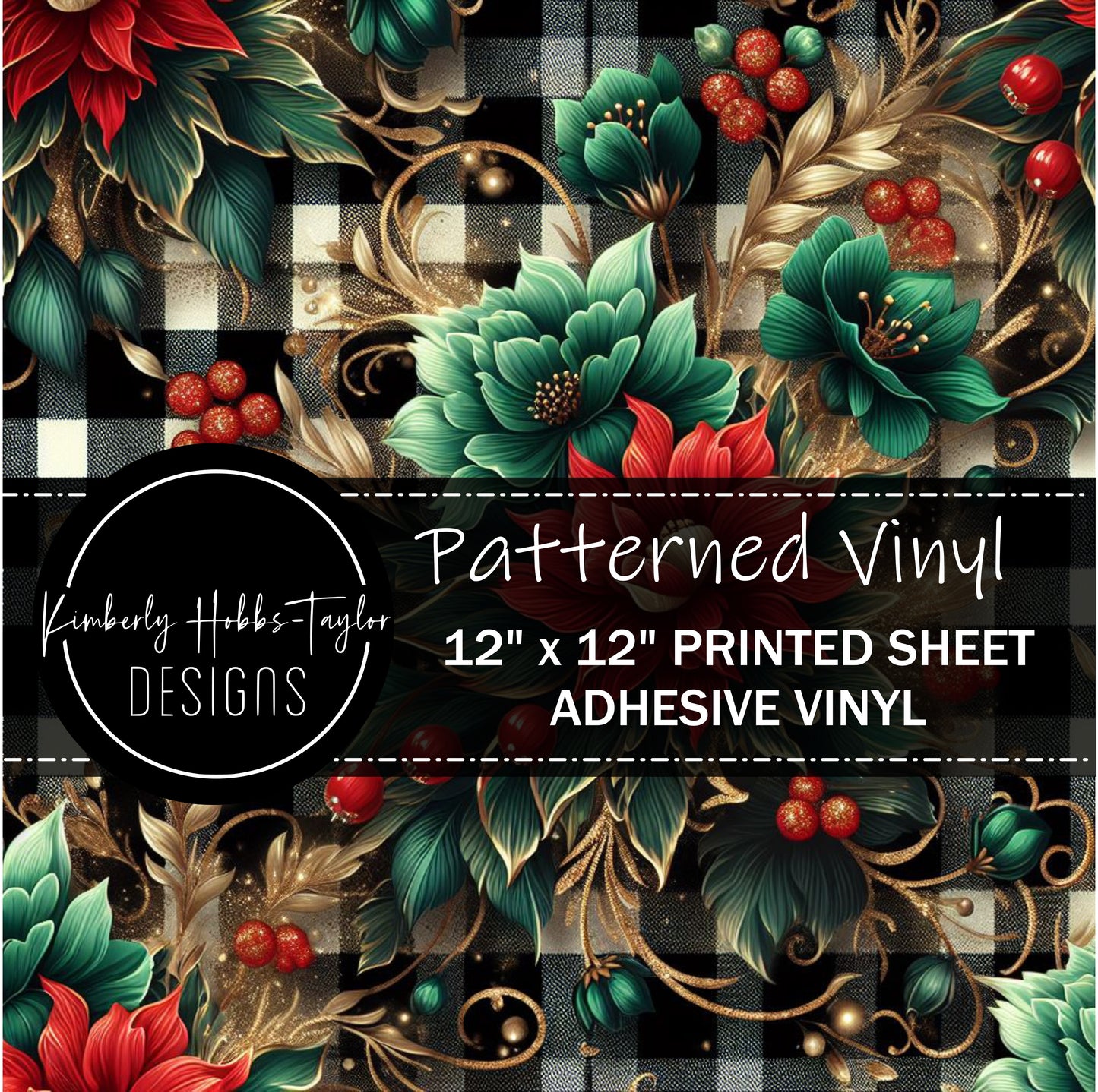 Green and Red Floral Plaid B - KHobbs Exclusive vinyl