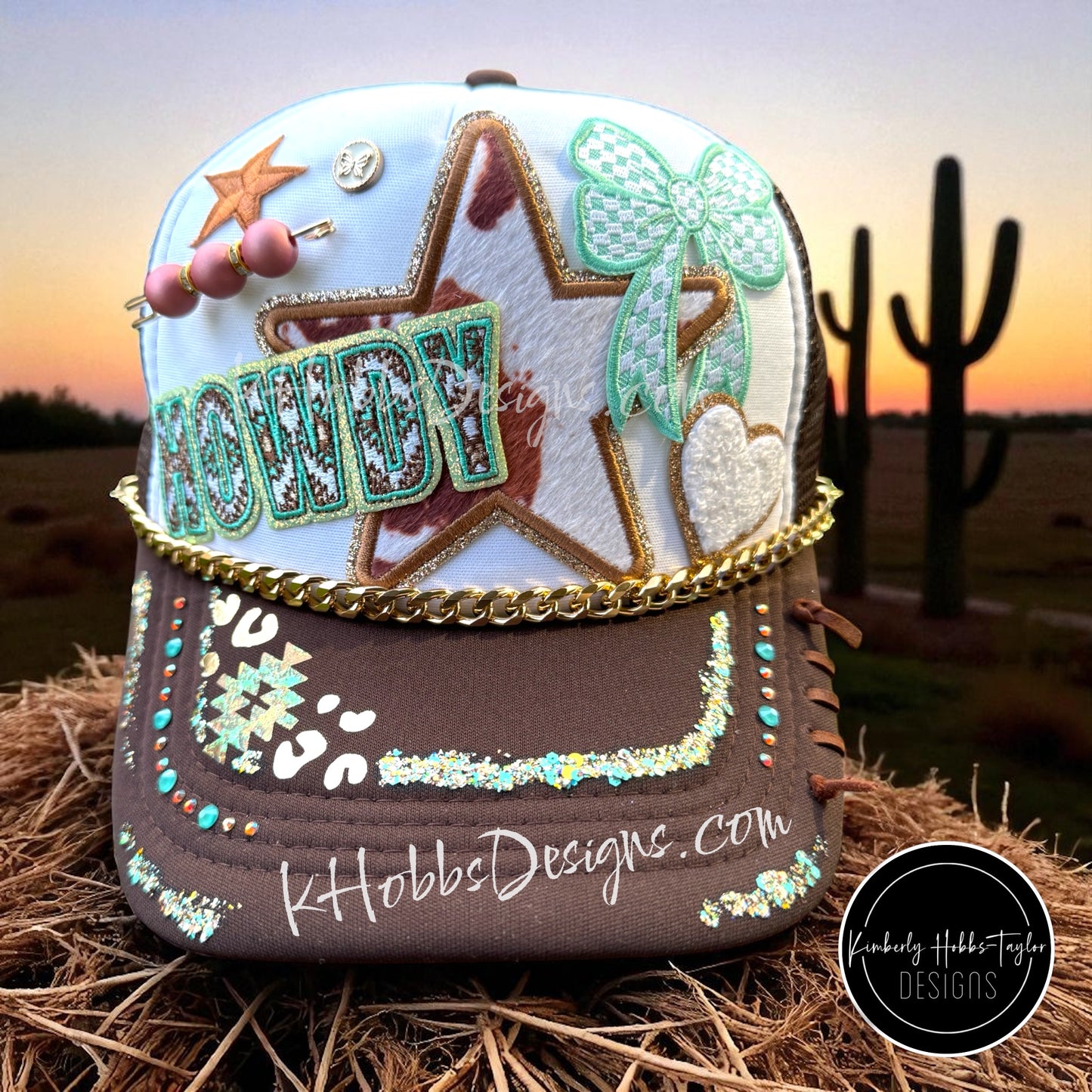 Howdy Cowhide Trucker Hat - OOAK
