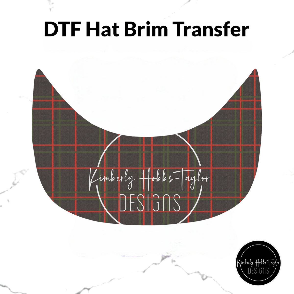 DTF Hat Brim Transfer - Christmas Tartan Plaid