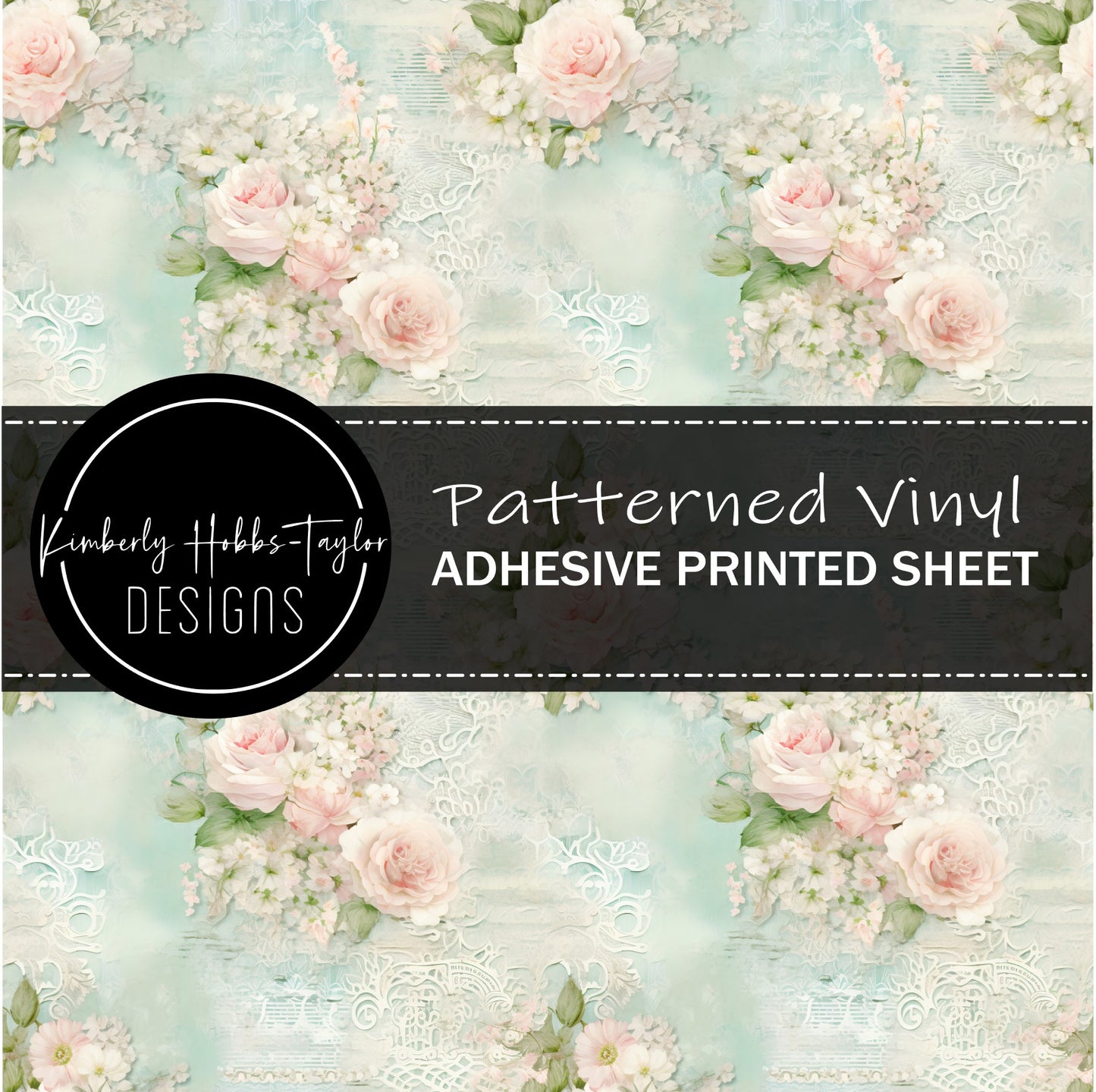 Aqua Pink Blooms A vinyl