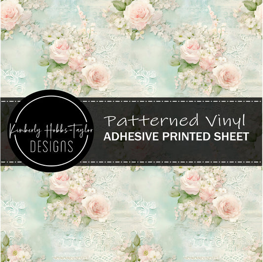 Aqua Pink Blooms A vinyl
