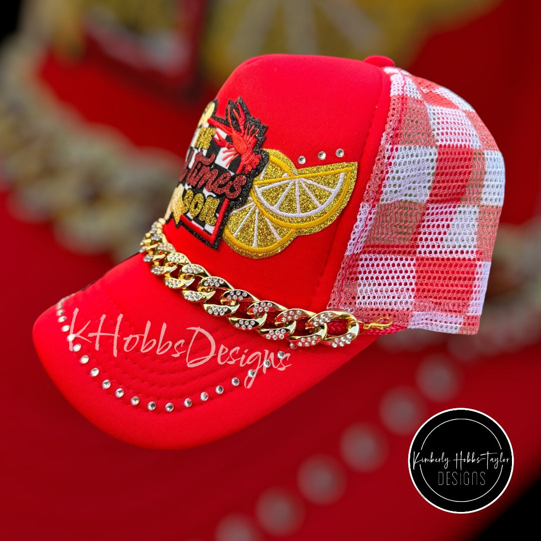 Let The Good Times Boil Crawfish Mardi Gras Trucker Hat