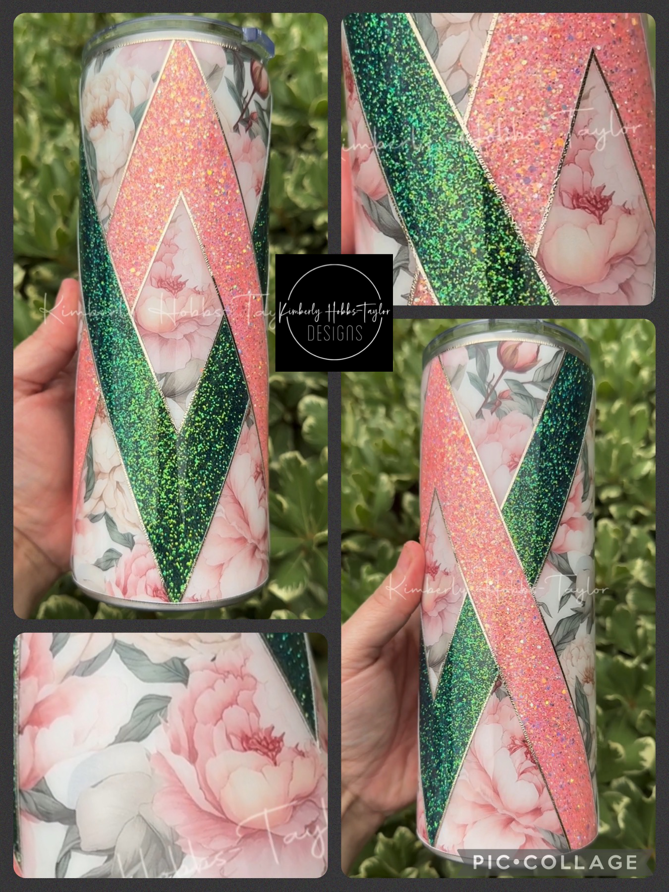 Floral Geometric tumbler - 24oz