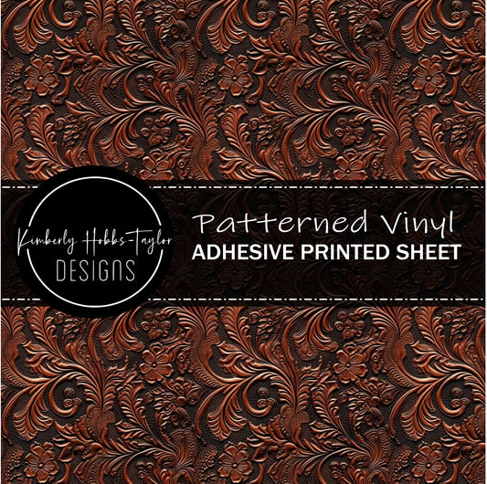 Tooled Leather - Black Brown vinyl