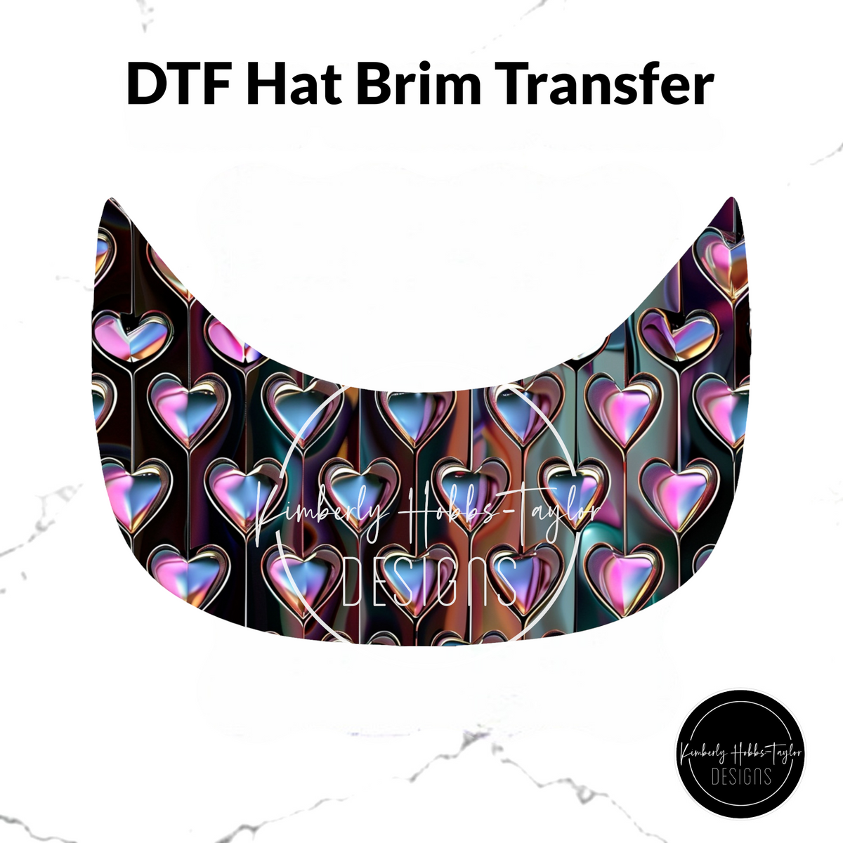 DTF Hat Brim Transfer - Chroma Hearts