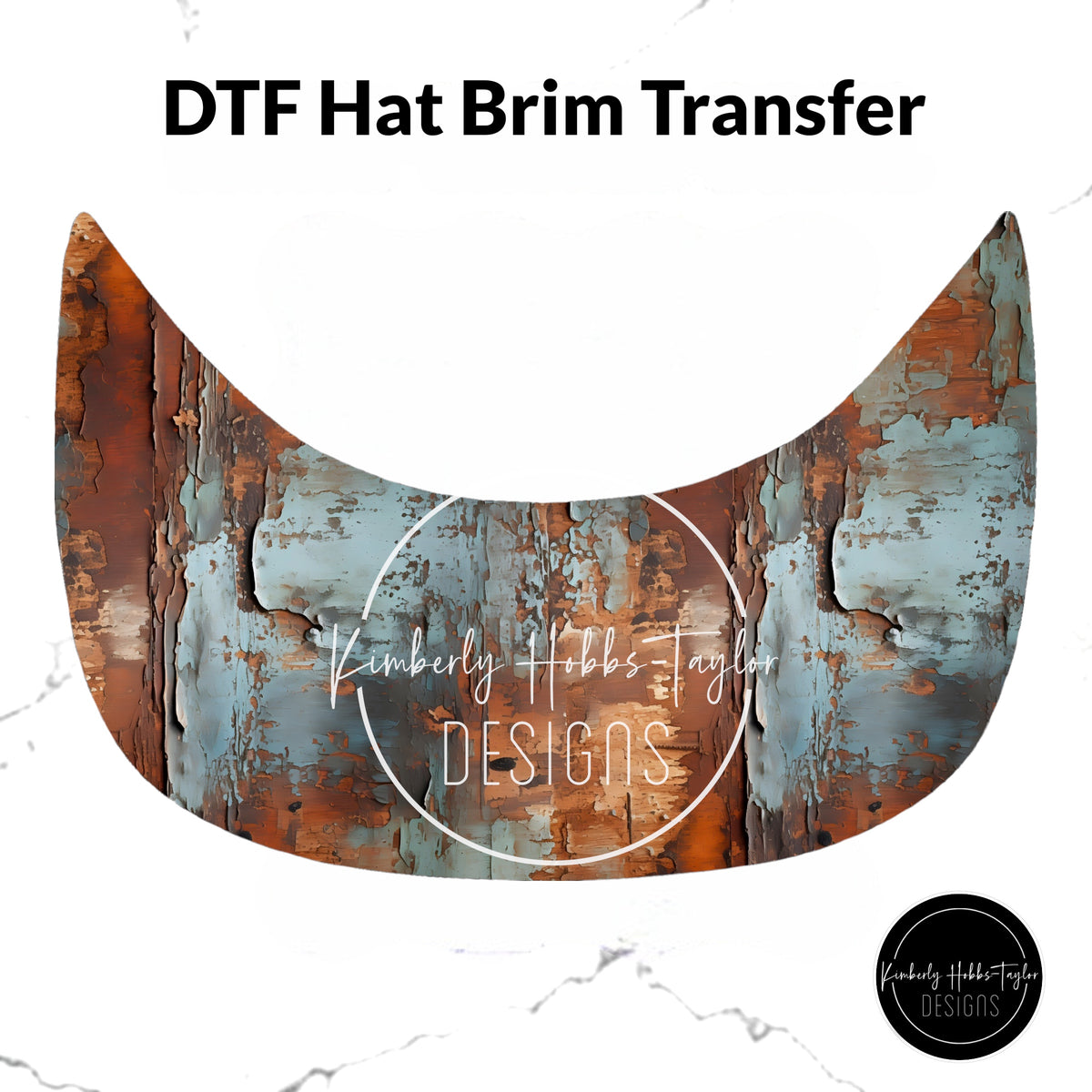 DTF Hat Brim Transfer - Rusted Metal F