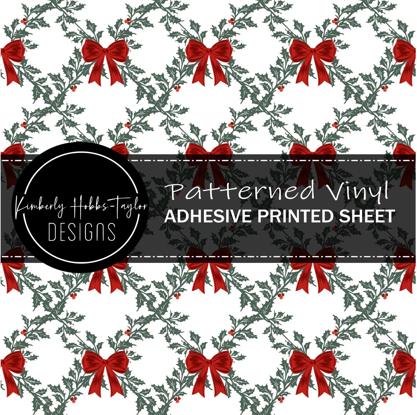 Red Bows with Green Trellis vinyl