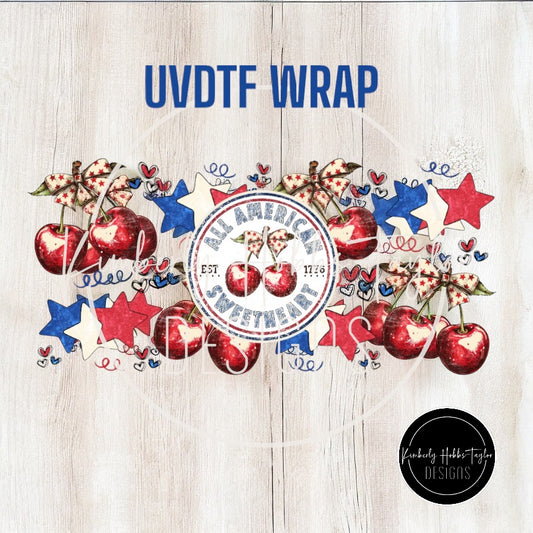 UVDTF Wrap - Patriotic Cherries and Bows