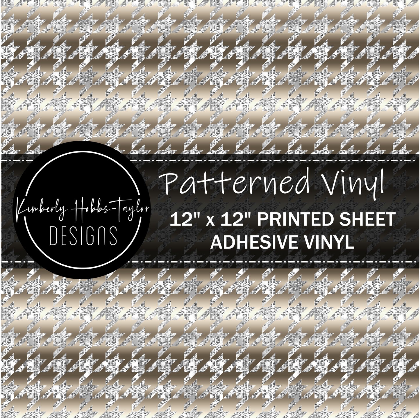 Beige Silver Houndstooth - Small Scale vinyl