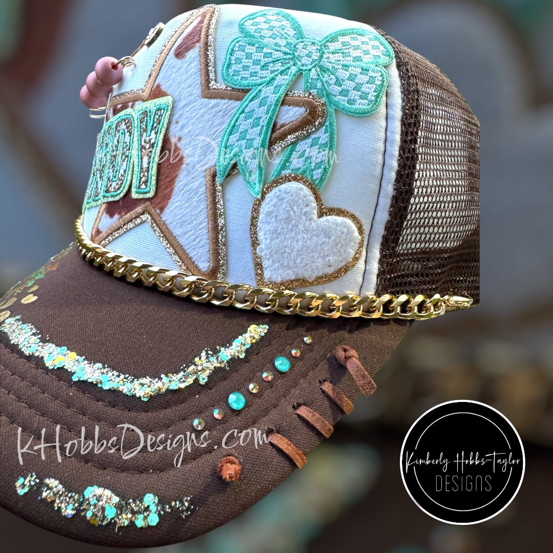 Howdy Cowhide Trucker Hat - OOAK