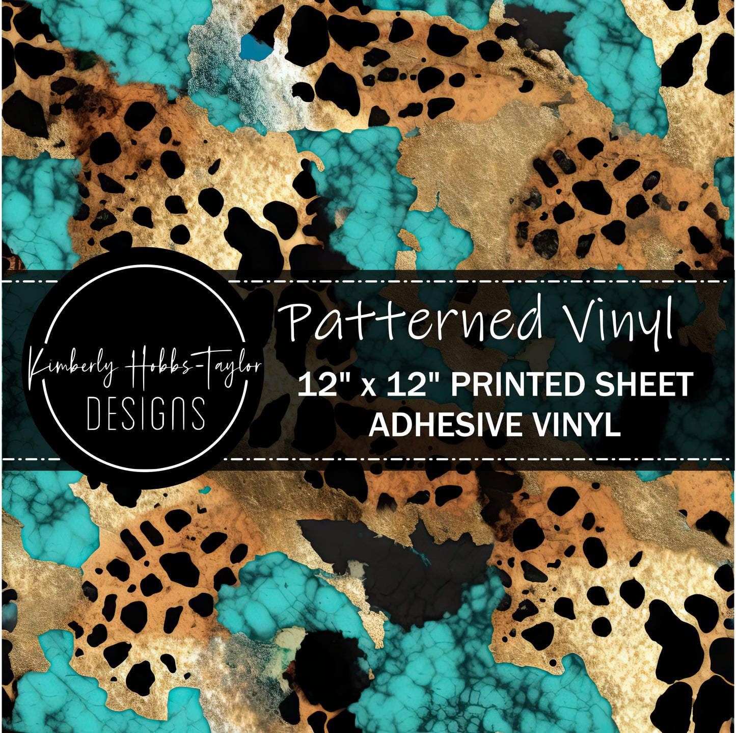 Teal and Gold Leopard B vinyl