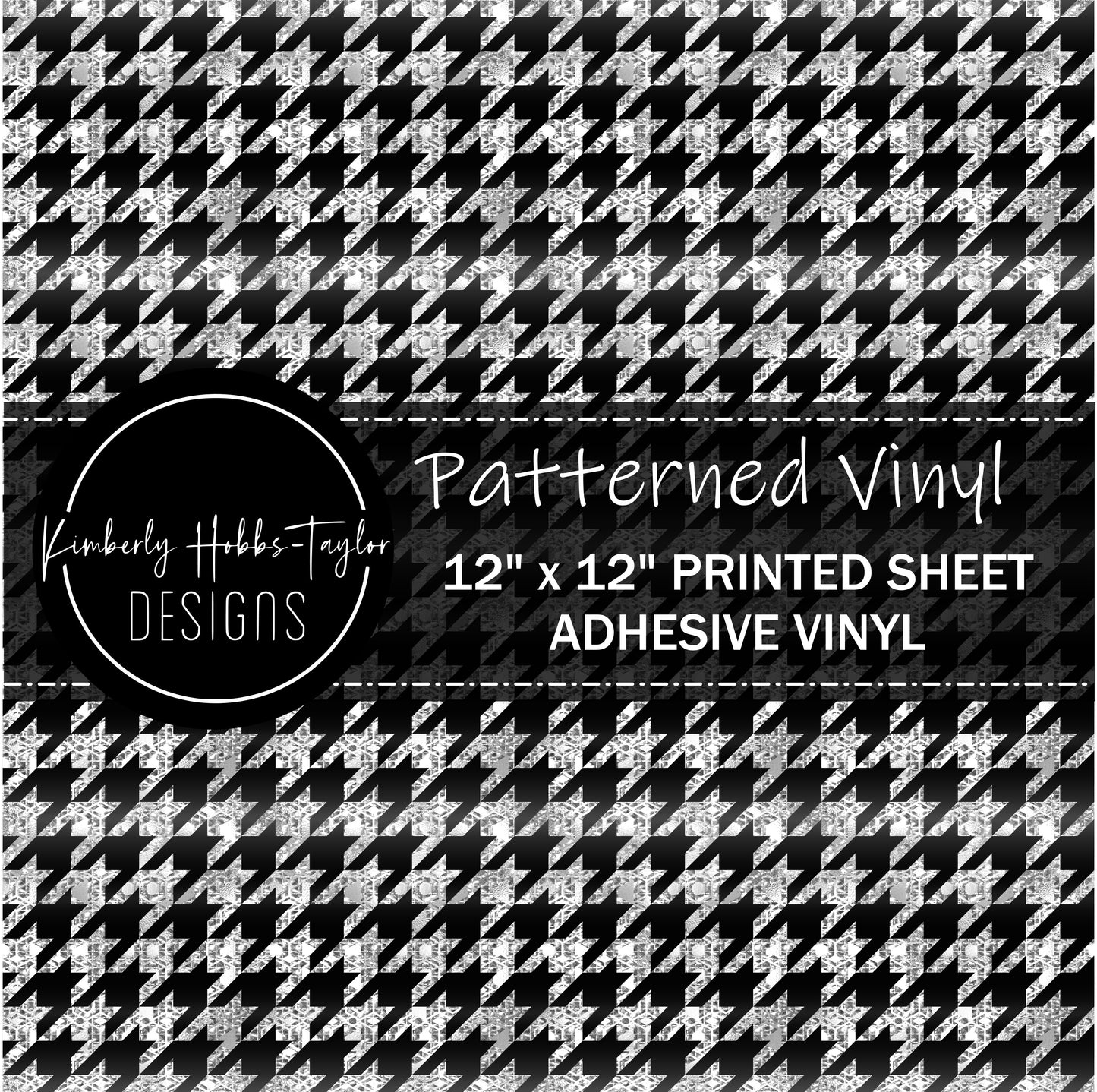 Black Silver Houndstooth - Small Scale vinyl