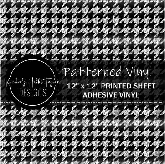 Black Silver Houndstooth - Small Scale vinyl