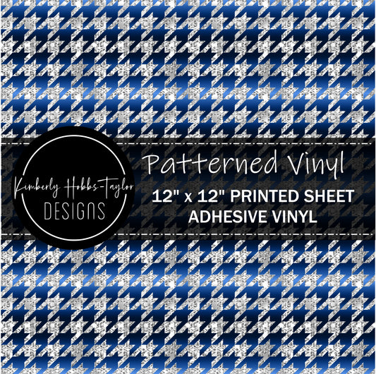 Blue Silver Houndstooth - Small Scale vinyl