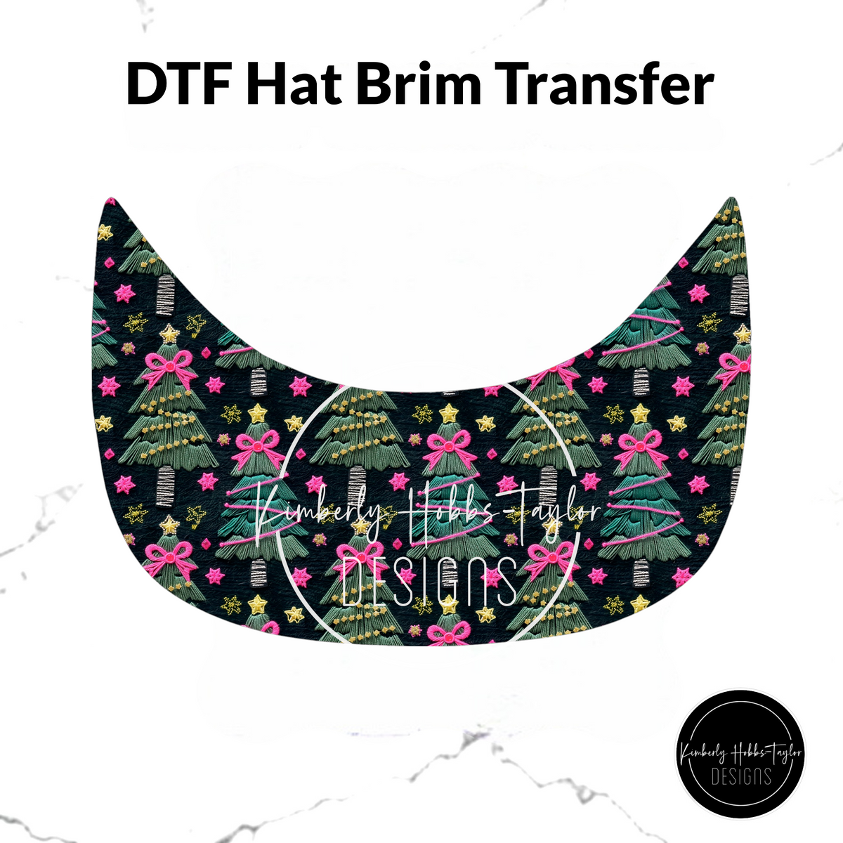 DTF Hat Brim - Bright Christmas Trees