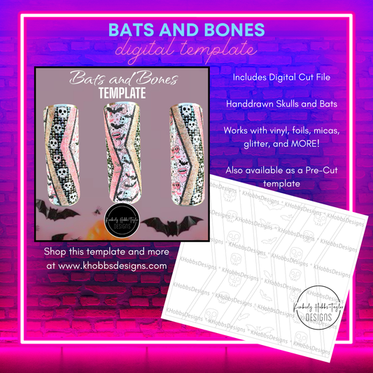 Bats and Bones Template for Makerflo 20 Skinny - Digital Cut File Only