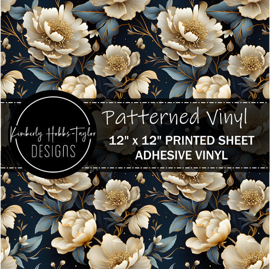 Blue Ivory Floral A vinyl