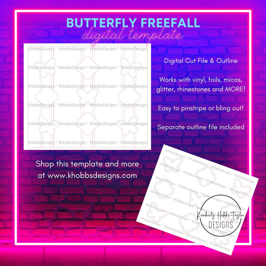 Butterfly Freefall Template for Tipsy Magnolia 24 Plump - Digital Cut File Only