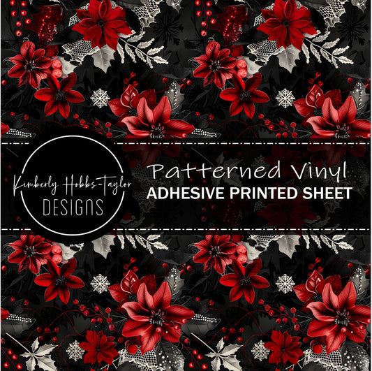 Red Black Poinsettias vinyl