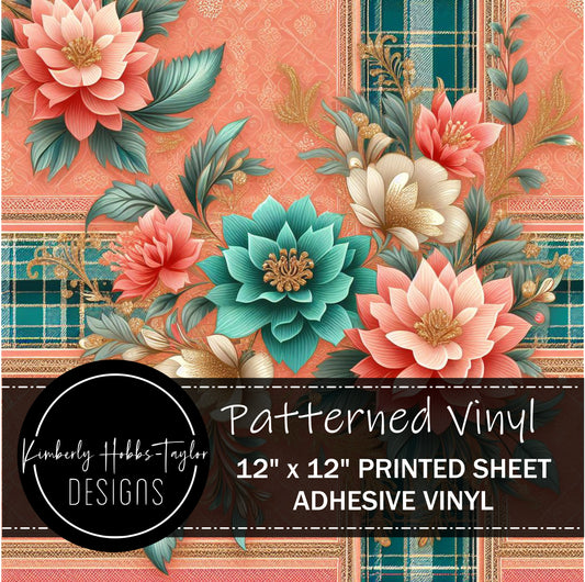 Coral and Teal Florals B - KHobbs Exclusive vinyl