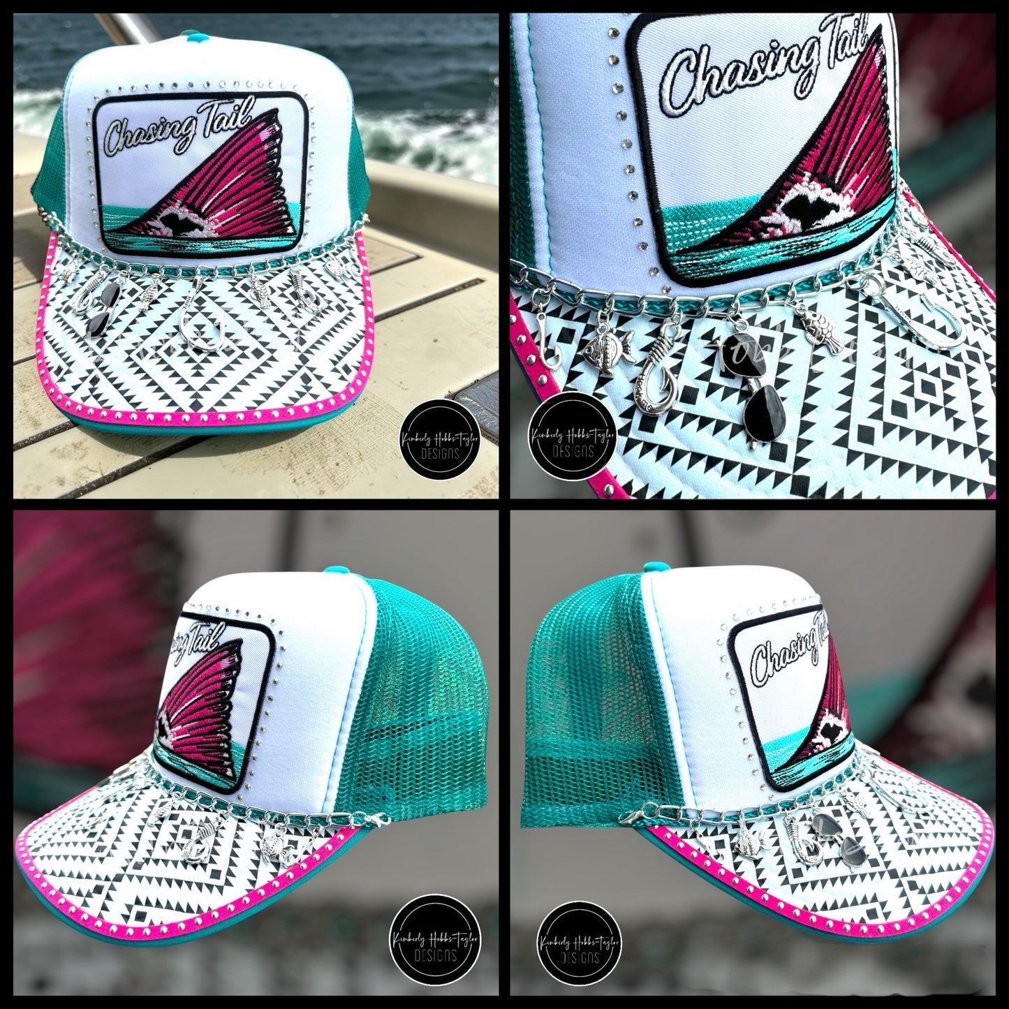 Chasing Tail Teal & Pink - Fishing Trucker Hat