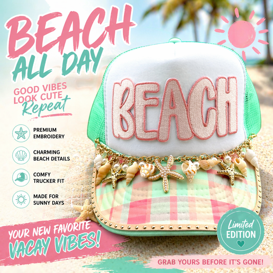 Beach Trucker Hat - Peach