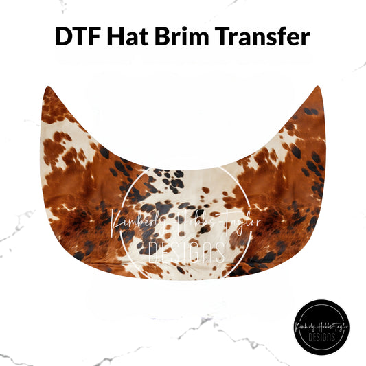 DTF Hat Brim Transfer - Black Brown Cowhide