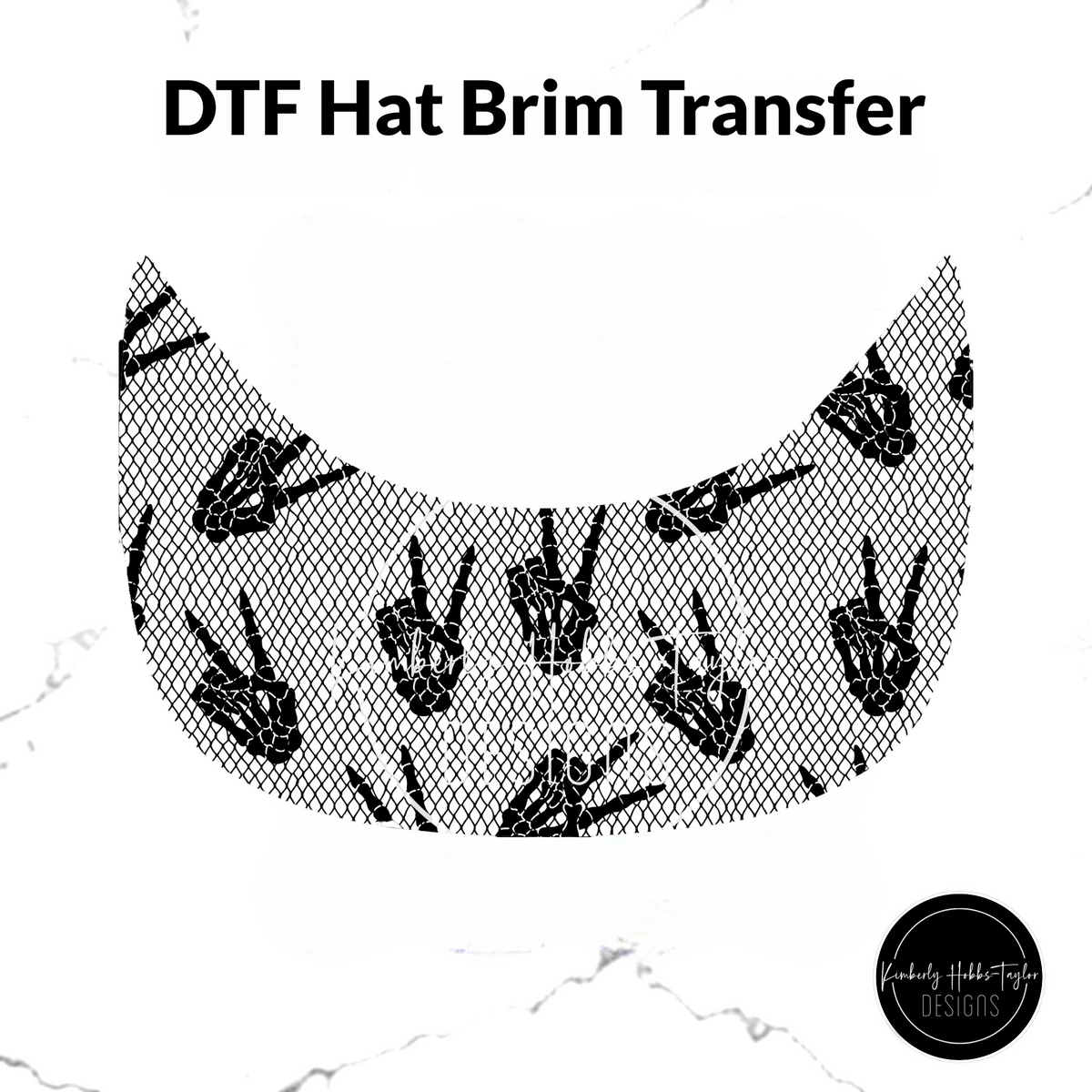 DTF Hat Brim Transfer - Skelly Hand Lace