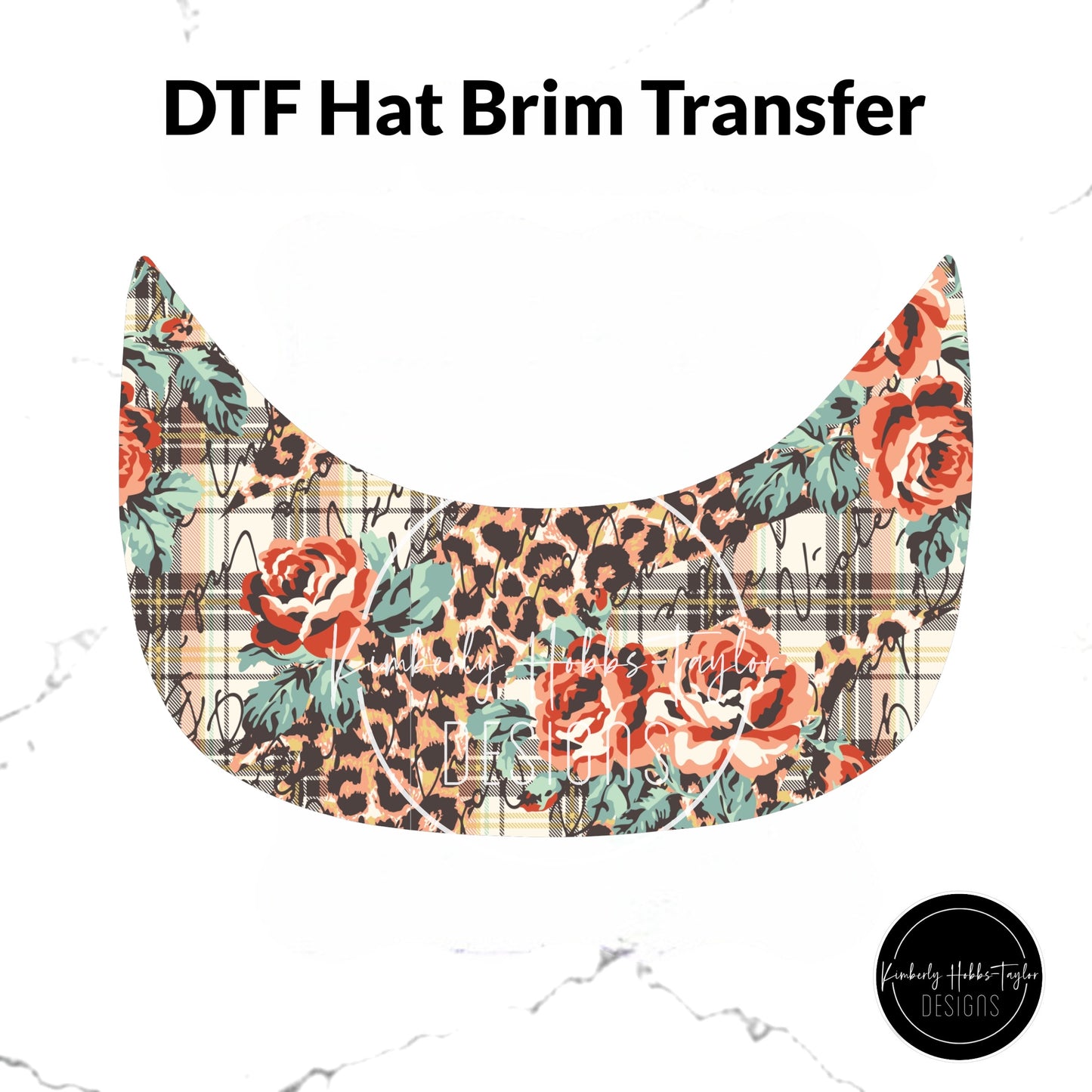 DTF Hat Brim Transfer - Wild Floral Leopard