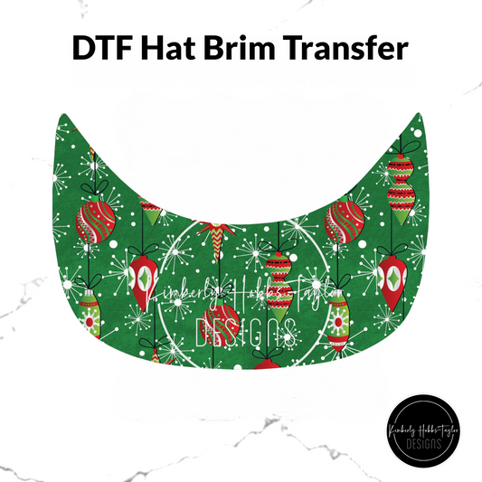 DTF Hat Brim Transfer - Retro Ornaments