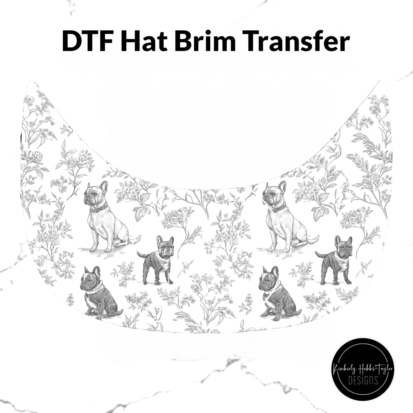 DTF Hat Brim Transfer - Frenchie Chinoiserie