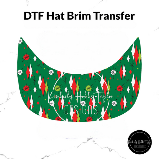 DTF Hat Brim Transfer - Retro Christmas Starbursts