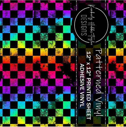 Checkerboard Grunge - Dark Rainbow vinyl