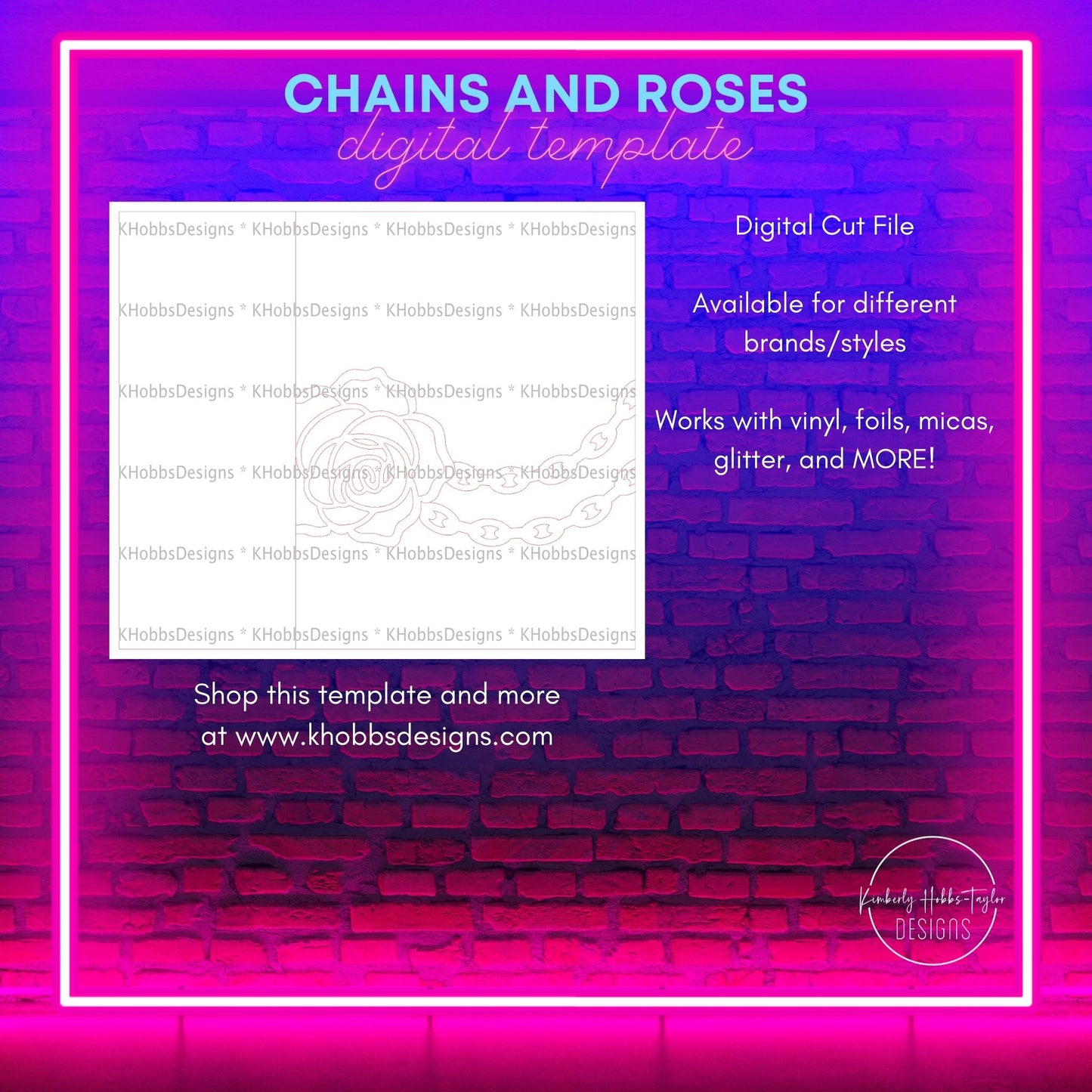 Chains and Roses Template for HOGG 20 Skinny Straight - Digital Cut File Only
