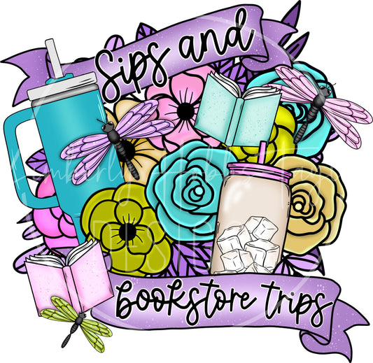 Sips and Bookstore Trips decal