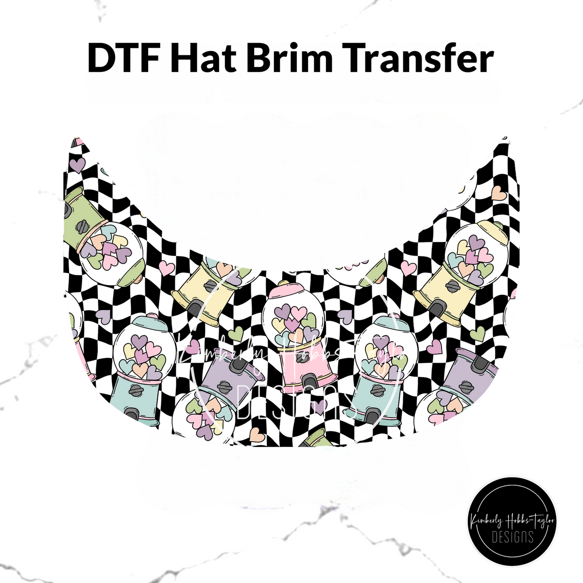 DTF Hat Brim Transfer - Gumball Checkered