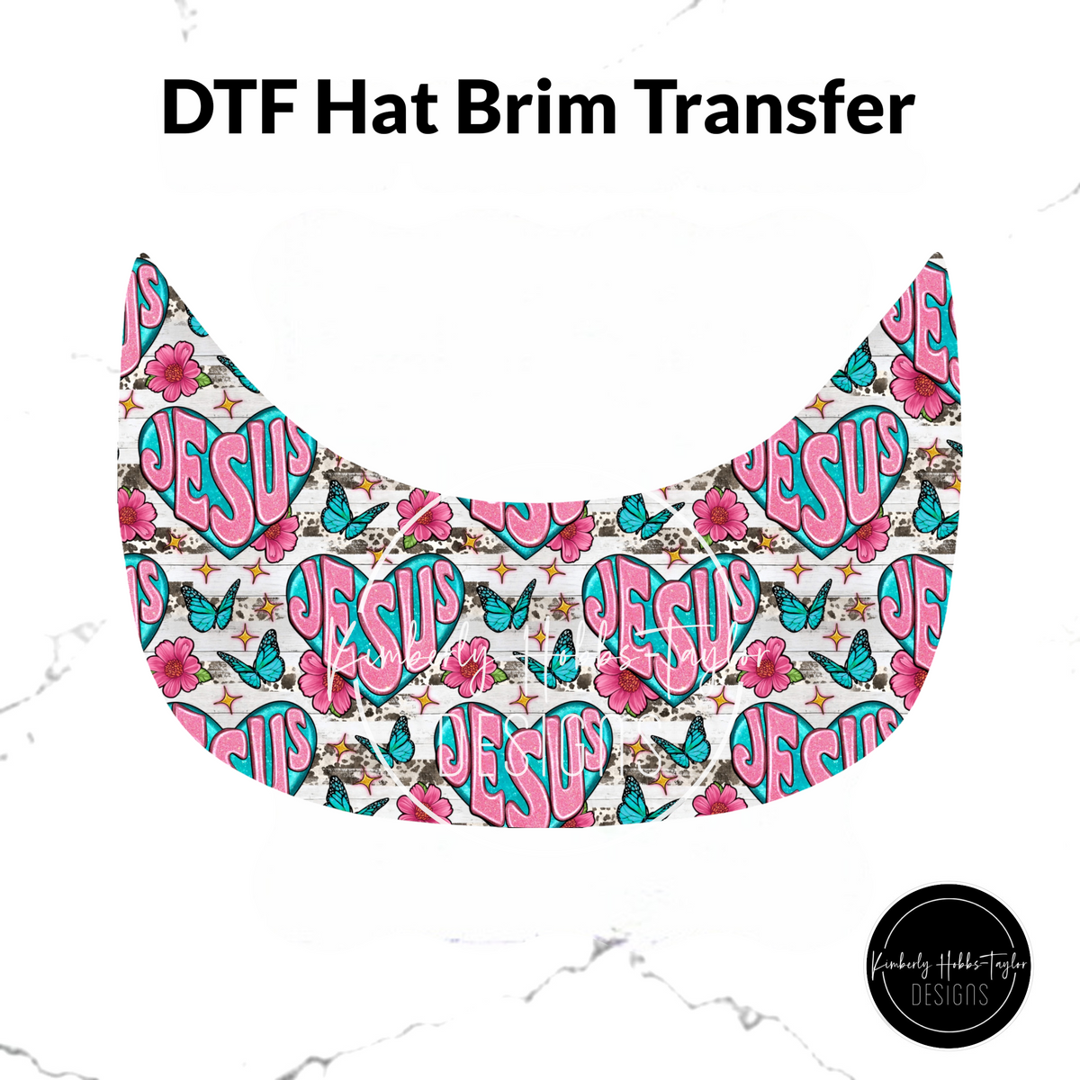 DTF Hat Brim Transfer - Jesus Love Butterflies